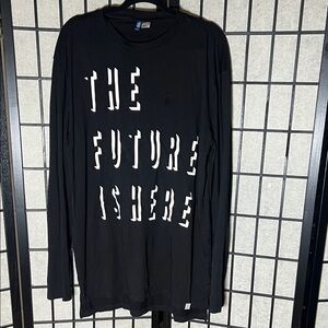 H&M Black Long-Sleeve Graphic Tee with White Text
